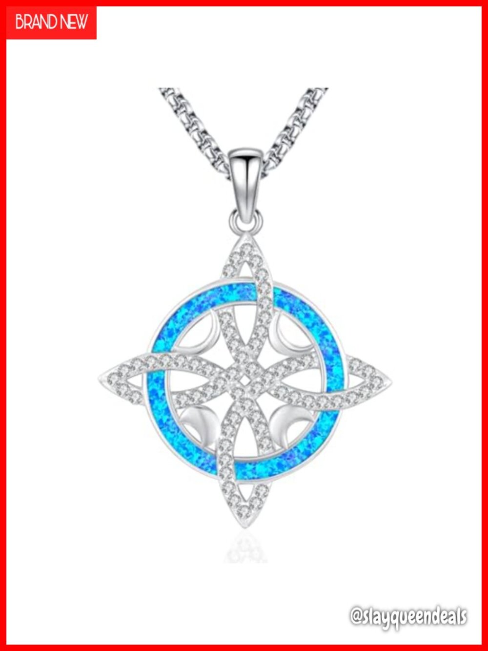 925 Sterling Silver Witches Knot Opal Necklace Handcrafted